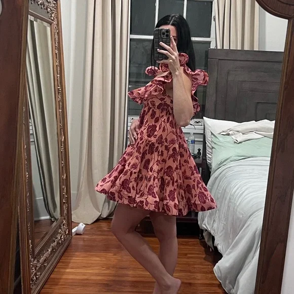 Zimmermann Pink Floral Dress lovestruck pleated - Picture 7 of 12